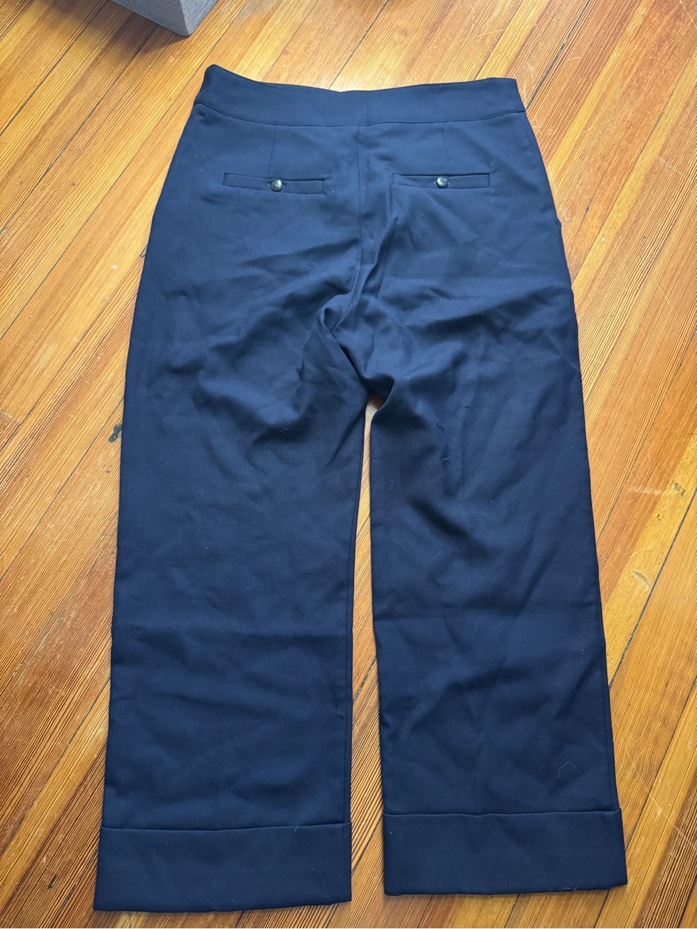 Sezane Tailored High-Waist Wide-Leg Trousers in Navy - Picture 8 of 8